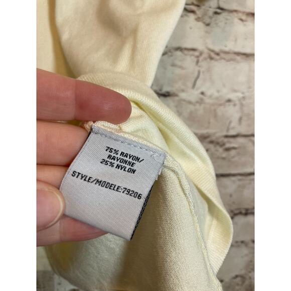 Lana Lee Sweater Womens Medium Cream Short Sleeve Santana Knit Button‎ Detail - Picture 9 of 11